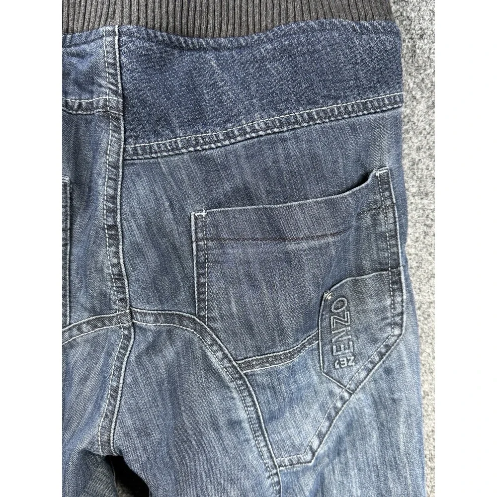 ZE ENZO99 Men's Denim Jogger Jeans 30R Blue Moto Drawstring Ribbed Cuff